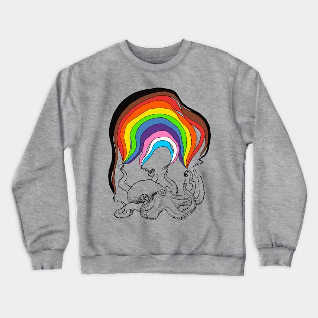 Octopus with Rainbow Crewneck Sweatshirt by mernstw